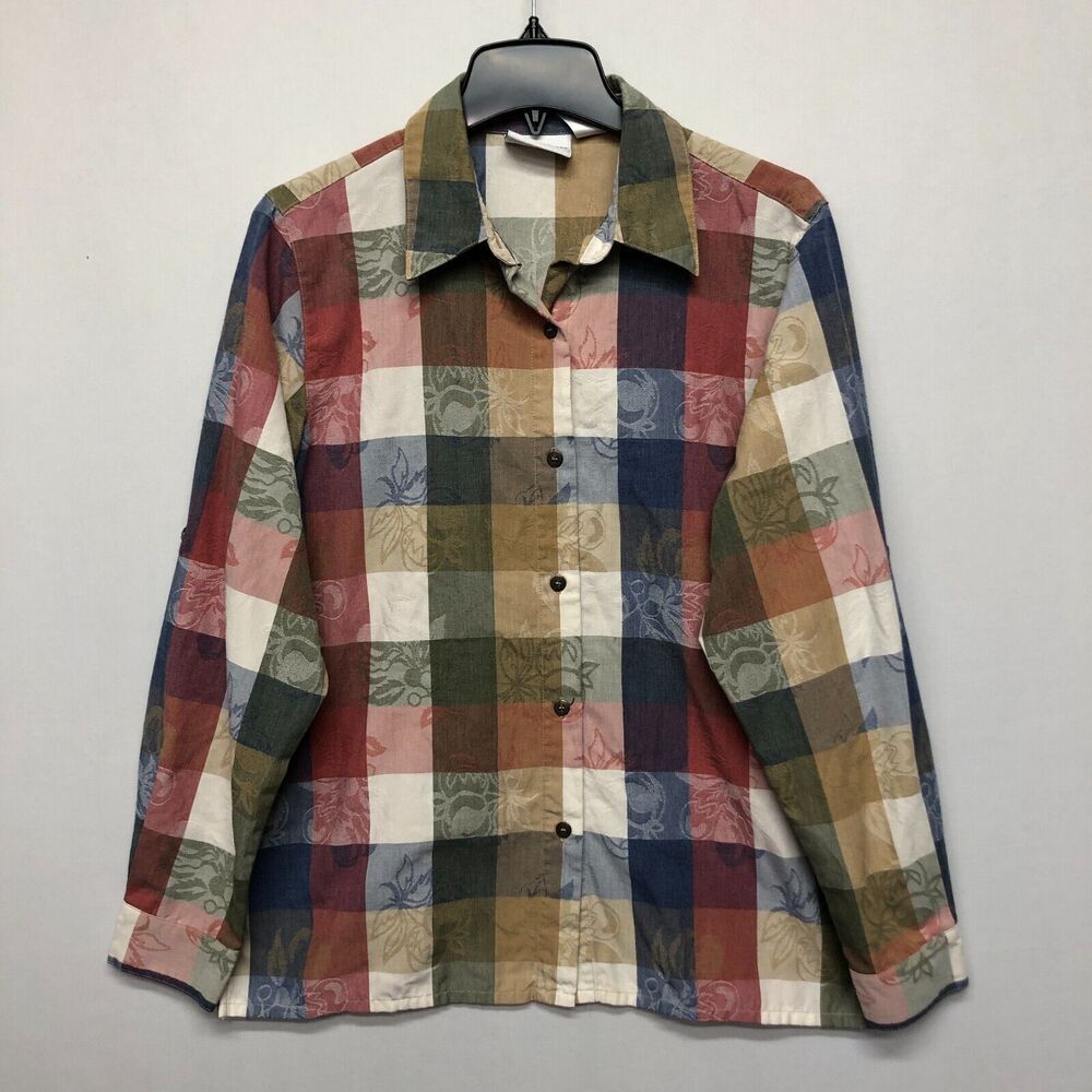 Alfred Dunner Women Button Up Polyester Blend Shirt Top Blouse Size 12 M161 -28